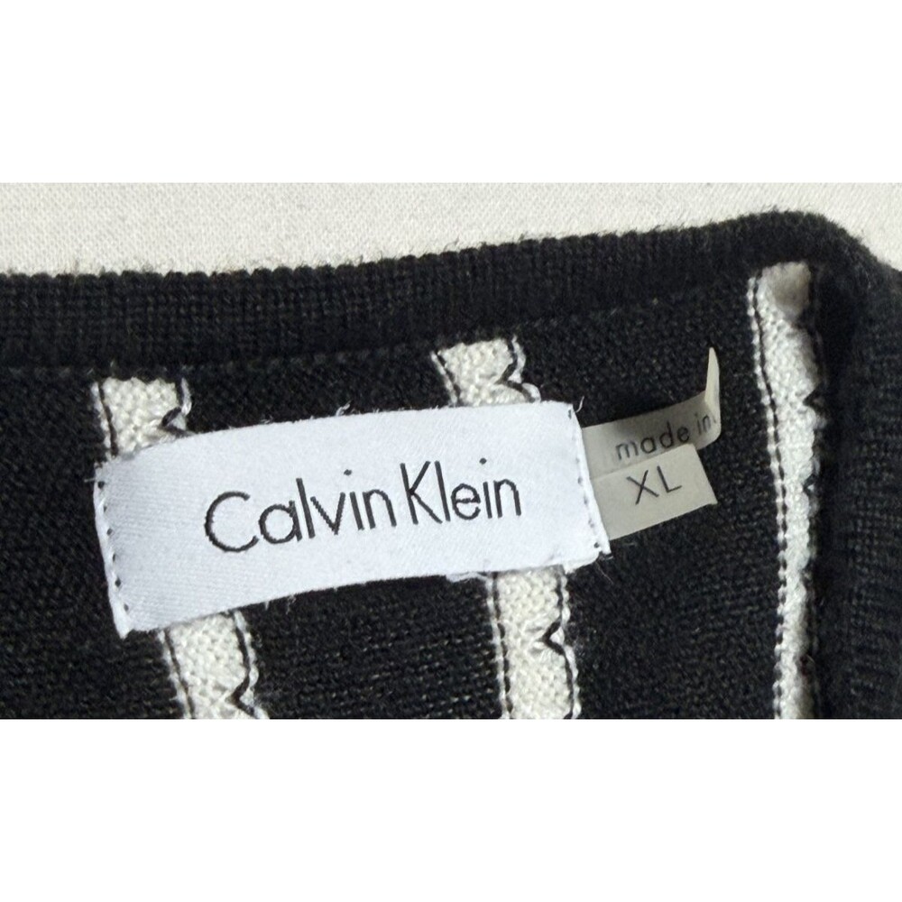 Calvin Klein Women's Black White Striped Fit and Flare Dress Size XL - Picture 2 of 7